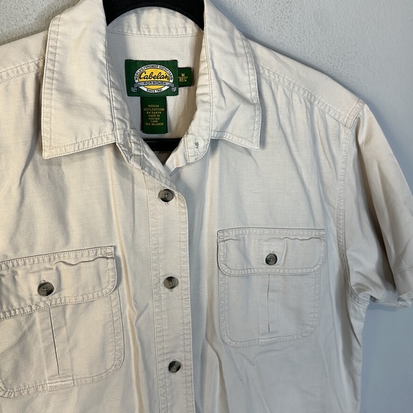 Cabela’s cream short sleeve button down shirt M - Picture 4 of 5